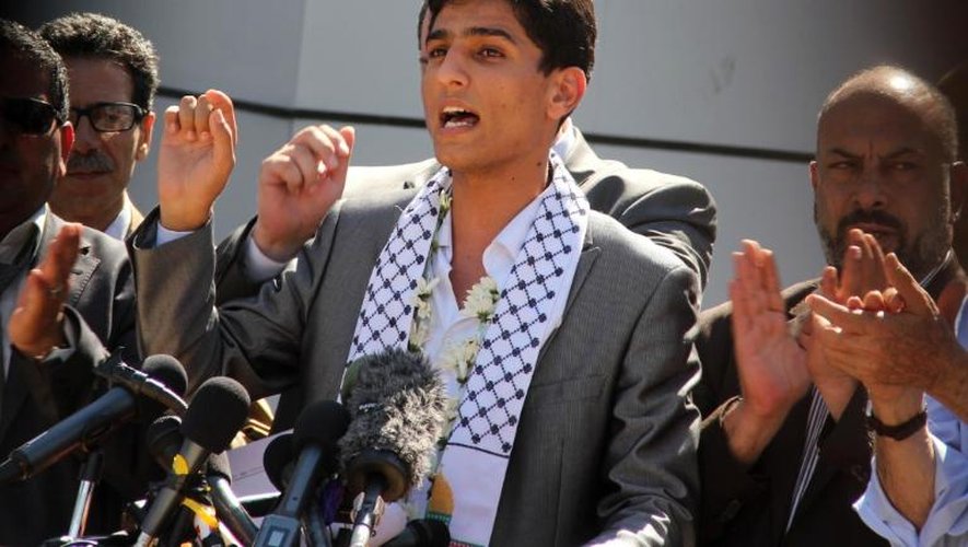 Le chanteur Mohammad Assaf, vainqueur du télé-crochet panarabe "Arab Idol", le 25 juin 2013 à Gaza