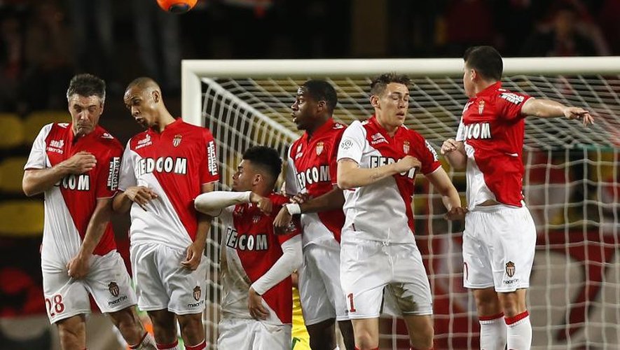 L'équipe de Monaco lors du match de Ligue 1 contre Nantes le 6 avril 2014 au Stade Louis II de Monaco