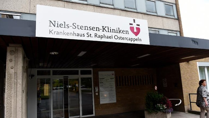 L'entrée de l'hôpital où est décédé un Allemand de 65 ans "des suites" d'une contamination par le coronavirus Mers à Ostercappeln en Allemagne, le 16 juin 2015