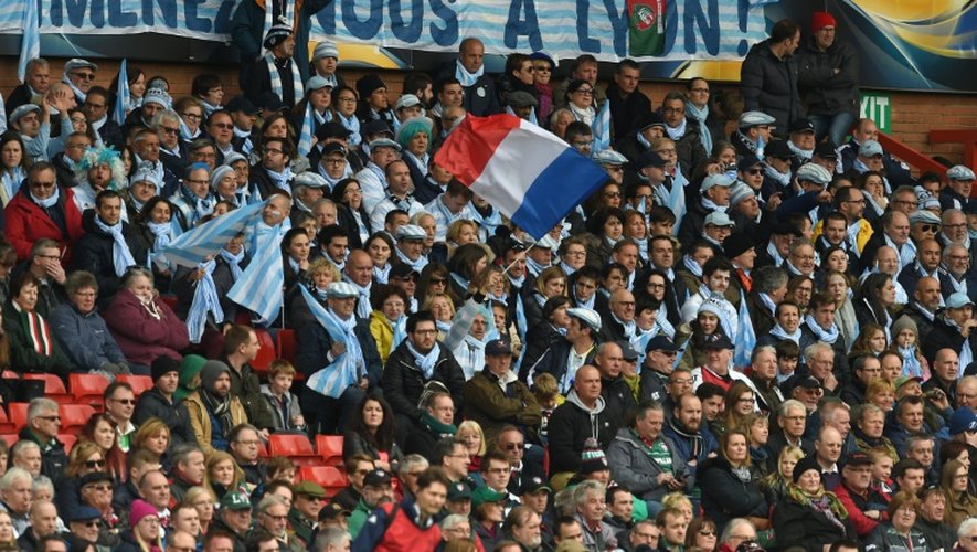 Les supporters du Racing 92 lors du match de Coupe d'Europe contre Leicester, le 24 avril 2016 à Nottingham