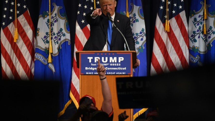 Le candidat à la primaire républicaine Donald Trump à Bridgeport, Connecticut, le 23 avril 2016