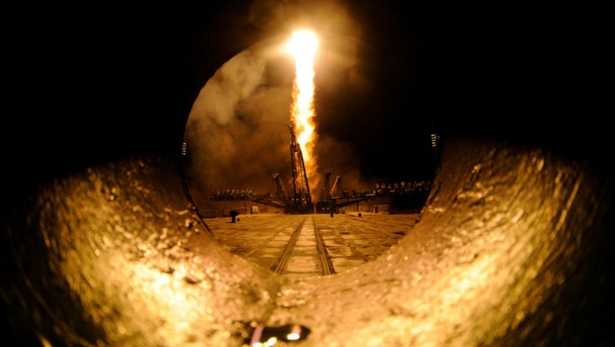 Tir d'une fusée Soyouz le 19 mars 2016 depuis la base spatiale de Baïkonour