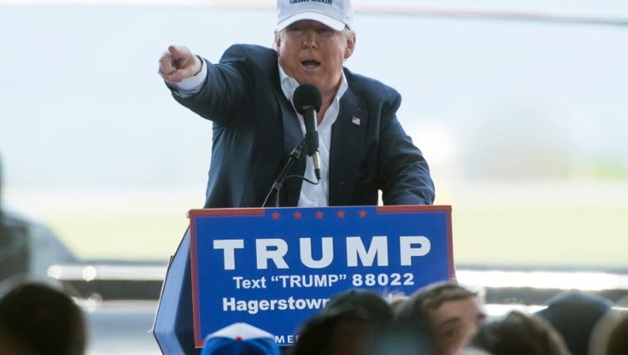 Le candidat américain à l'investiture Républicaine Donald Trump, lors d'un discours à Hagerstown, dans le Maryland, le 24 avril 2016