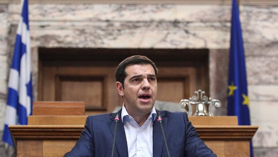 Le Premier ministre grec Alexis Tsipras, lors de son allocution devant le Parlement à Athènes, le 16 juin 2015