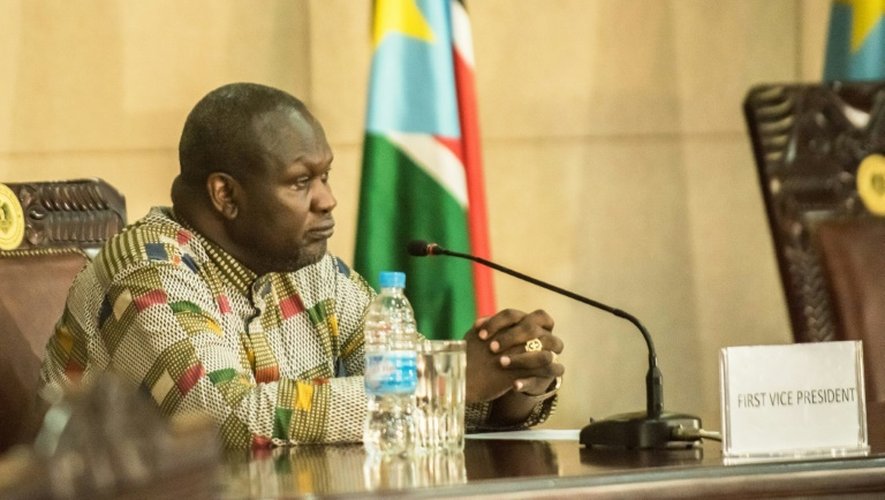 L'ancien chef de la rebellion et désormais vice-président sud-soudanais, Riek Machar, à Juba le 26 avril 2016