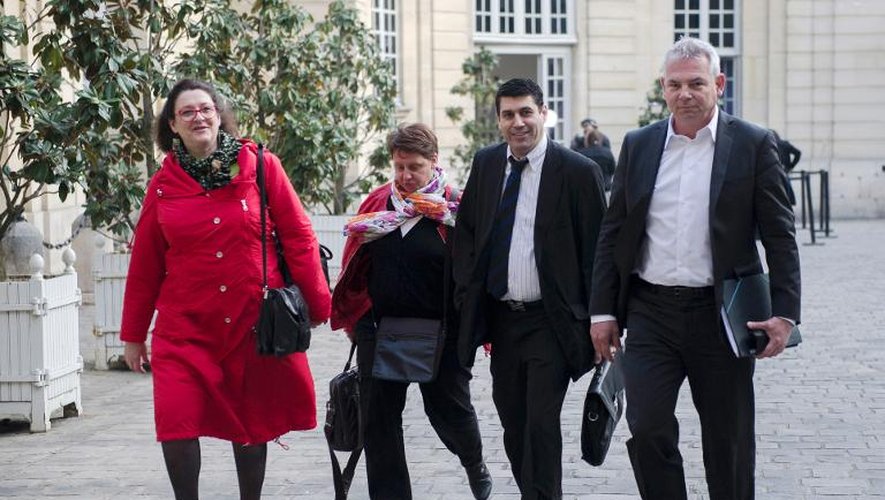 Le secrétaire général de la CGT, Thierry Lepaon, arrive à Matignon le 11 avril 2014, à Paris