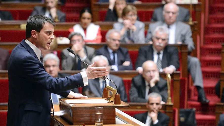 Le Premier ministre Manuel Valls lors de son discours de politique générale le 8 avril 2014 à l'Assemblée nationale à Paris