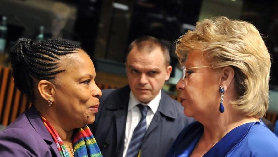 La ministre française de la Justice Christiane Taubira et la commissaire européenne à la Justice, Viviane Reding, le 6 juin 2013 à Luxembourg