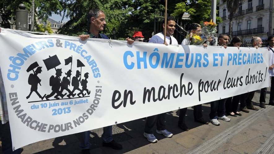 Marche de chômeurs et précaires, le 15 juin 2013 à Montpellier, dans le sud de la France