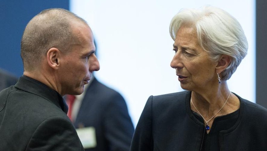 Le ministre des Finances grec Yanis Varoufakis et la directrice du FMI, Christine Lagarde, le 18 juin 2015 au Luxembourg