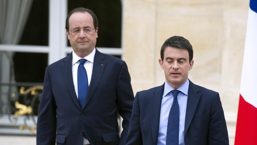 François Hollande et Manuel Valls le 4 avril 2014 à l'Elysée pour le premier conseil des ministres du nouveau gouvernement