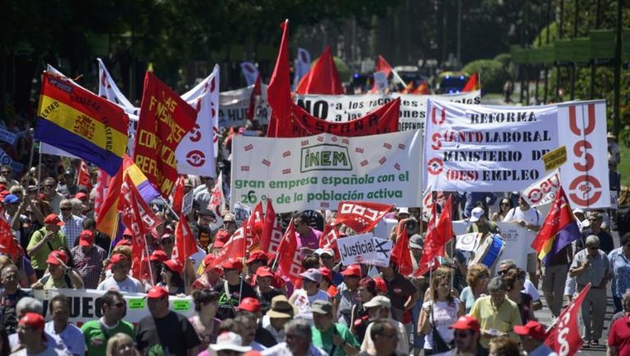 Manifestation contre les politiques d'austérité et le chômage, le 16 juin 2013 à Madrid