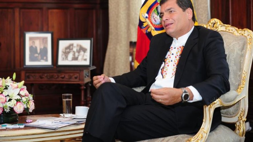 Le président équatorien, Rafael Correa, lors d'un entretien exclusif avec l'AFP, le 1er juillet 2013 à Quito.