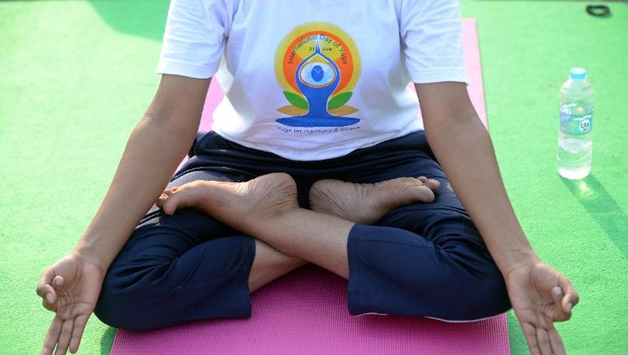 Un Indien participe aux répétitions pour la première Journée internationale du yoga à New Delhi, le 19 juin 2015