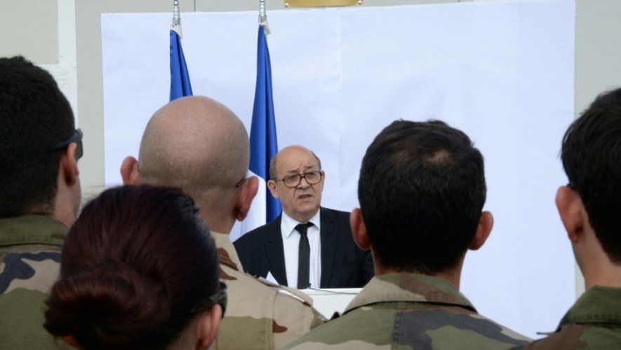 Photo fournie par le service de communication de l'Armée du ministre de la Défense français, Jean-Yves Le Drian, le 12 avril 2016