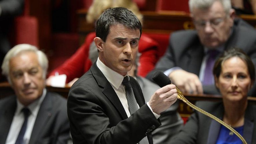 Le Premier ministre Manuel Valls s'exprime le 15 avril 2014 à l'Assemblée