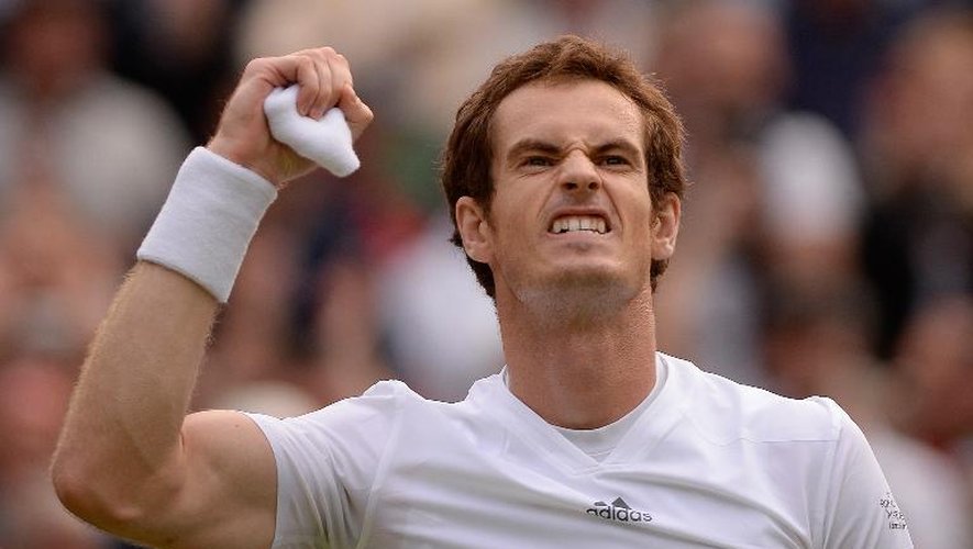 Le Britannique Andy Murray après sa victoire face à l'Espagnol Fernando Verdasco en quart de finale le 3 juillet 2013 à Wimbledon