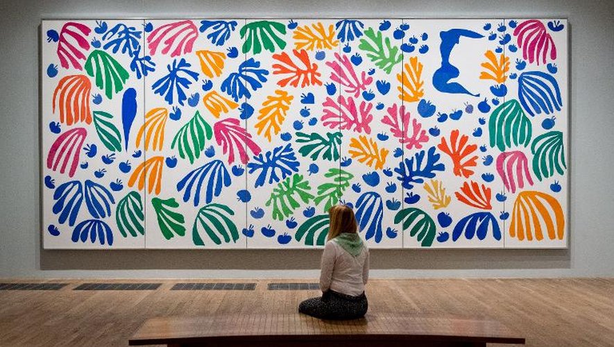 "La perruche et la sirène" d'Henri Matisse, présenté à la Tate Modern Gallery de Londres dans le cadre de l'exposition "Matisse: The Cut-Outs", du 17 avril au 7 septembre 2014
