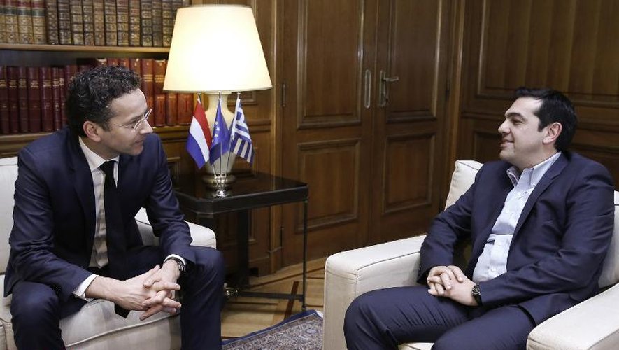 Le chef de l'Eurogroupe Jeroen Dijsselbloem et le premier ministre grec Alexis Tsipras, le 30 mai 2015 à Athènes
