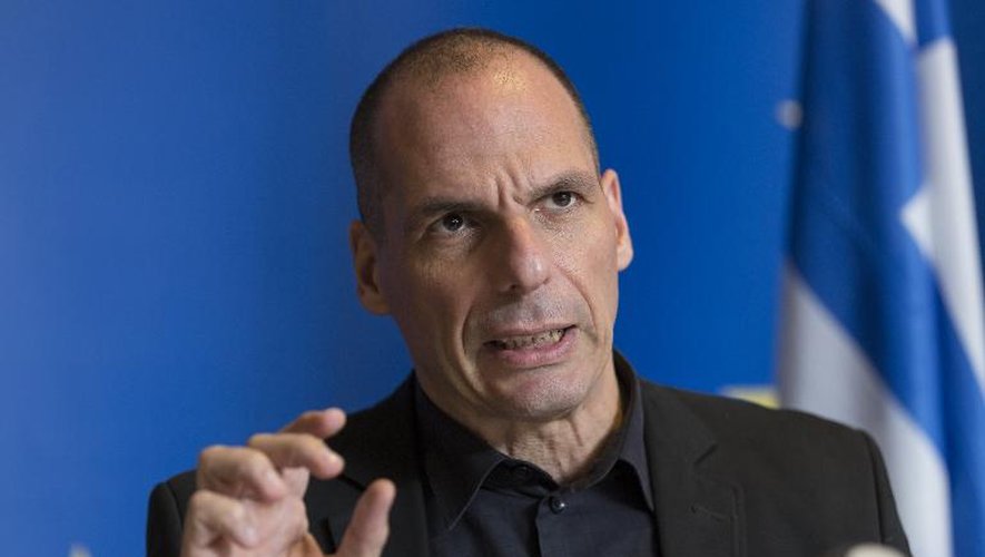 Le ministre grec des Finances Yanis Varoufakis lors d'une conférence de presse à Luxembourg, le 18 juin 2015