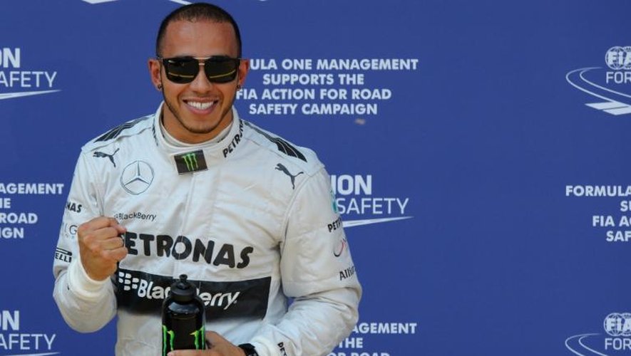 Le pilote britannique Lewis Hamilton après avoir obtenu la pole position du GP d'Allemagne le 6 juillet 2013 au Nurburgring