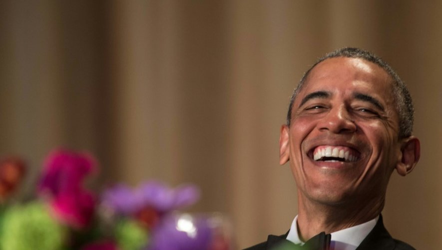 Le président Barack Obama lors du traditionnel dîner de l'Association des correspondants de la Maison Blanche (WHCA) le 30 avril 2016 à Washington