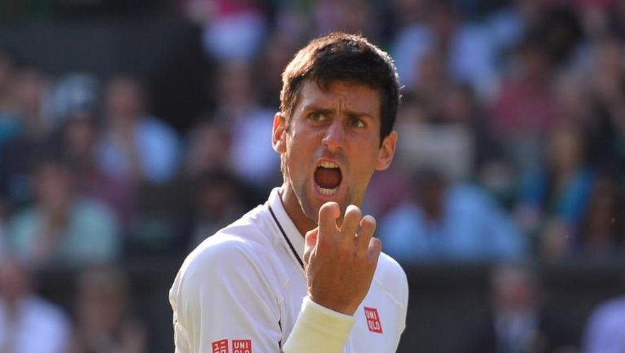 Novak Djokovic en demi-finale du tournoi de Wimbledon contre Juan Martin Del Potro le 5 juillet 2013 à Londres