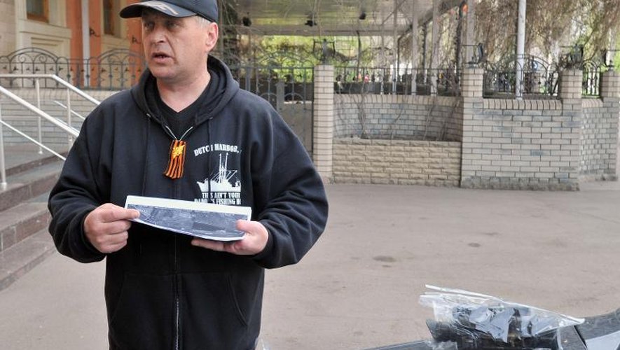 Le maire autoproclamé de la ville ukrainienne de Slaviansk, contrôlée par les séparatistes pro-russes, Viatcheslav Ponomarev, le 20 avril 2014