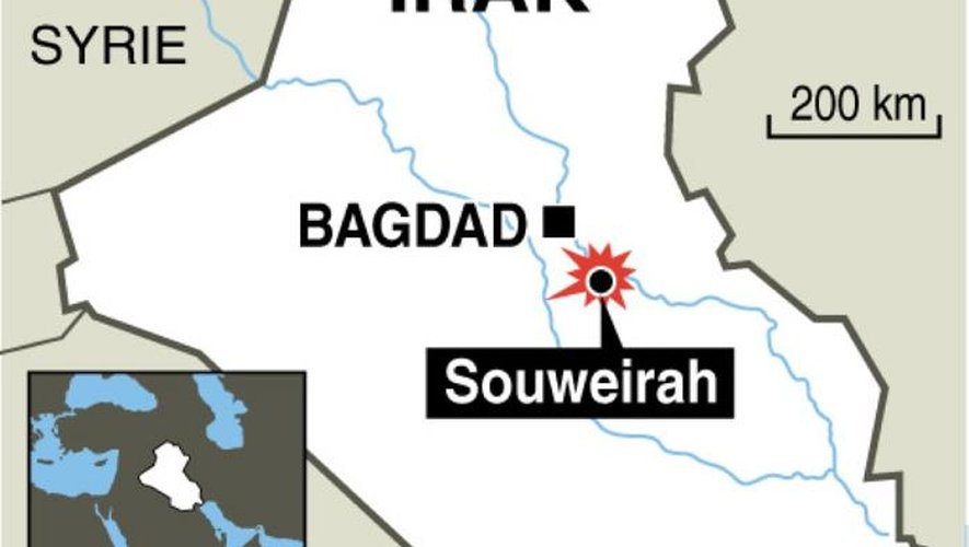 Carte de localisation d'un attentat à Souweirah qui a fait au moins 10 morts