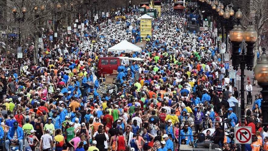 Des coureurs après le marathon de Boston, le 21 avril 2014