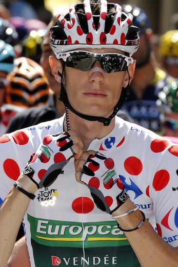 Pierre Rolland le 7 juillet 2013 avant le départ de la 9e étape du Tour de France à Saint-Girons.