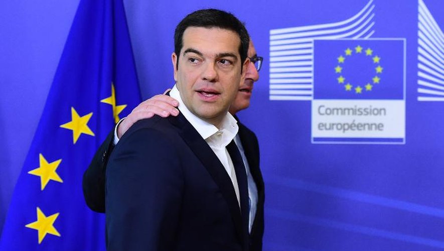 Le Premier ministre grec Alexis Tsipras et le président de la commission européenne Jean-Claude Juncker le 22 mai 2015 à Bruxelles