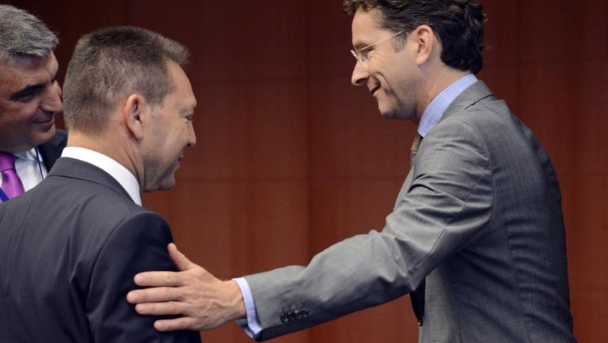 Le ministre grec des Finances Ioannis Stournaras et le président de l'Eurogroupe, Jeroen Dijsselbloem, le 8 juillet 2013