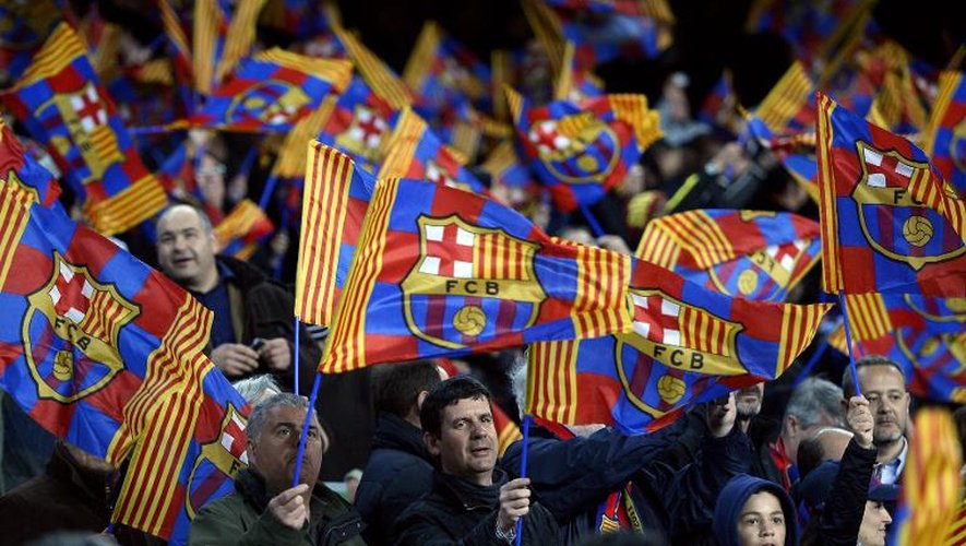 Les supporteurs du FC Barcelone lors du match de Ligue des champions contre Manchester City le 12 mars 2014 à Barcelone