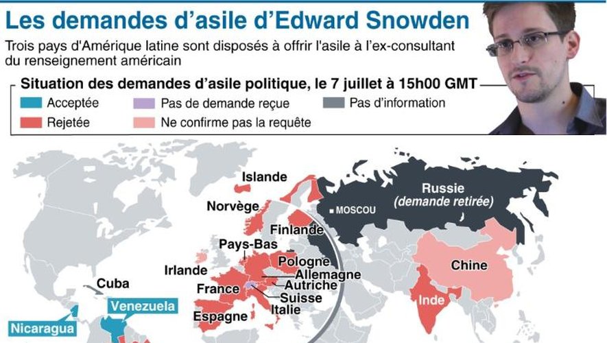 Les demandes d'asile d'Edward Snowden