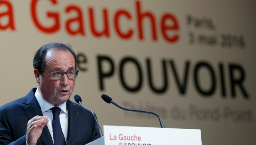 Le président François Hollande lors d'un colloque de la Fondation Jean Jaurès à Paris, le 3 mai 2016