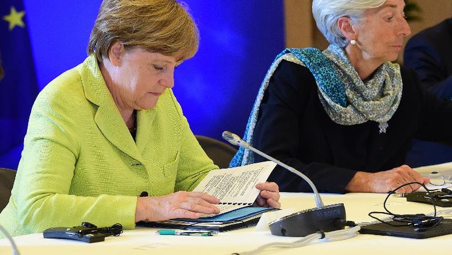 La chancelière allemande Angela Merkel et la directrice du FMI le 22 juin 2015 à Bruxelles