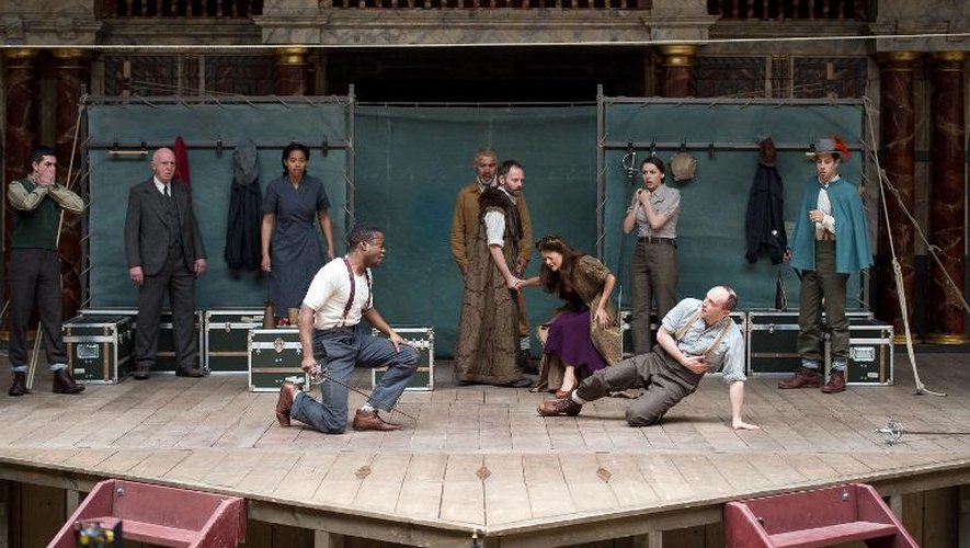 Répétition du "Hamlet" de Shakespeare produit par le Globe Théatre à Londres, le 23 avril 2014