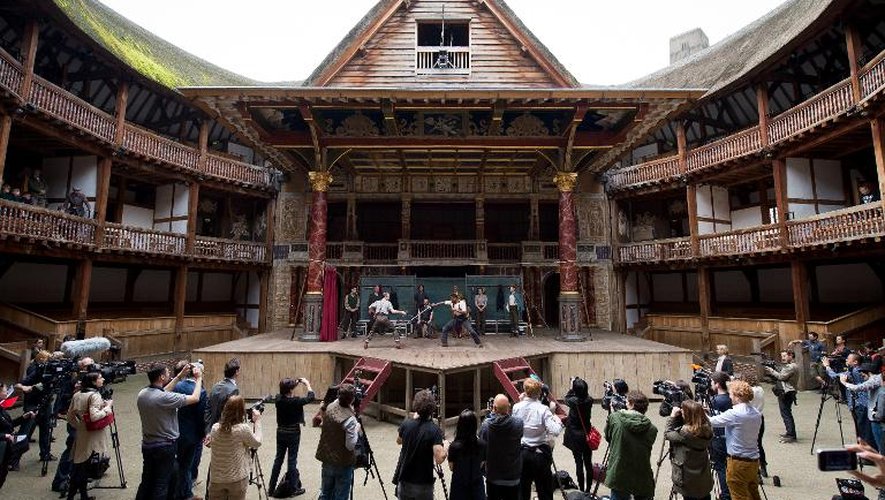 Le théatre du Globe à Londres, qui reproduit le théatre de bois de Shakespeare sur les bords de la Tamise, le 23 avril 2014