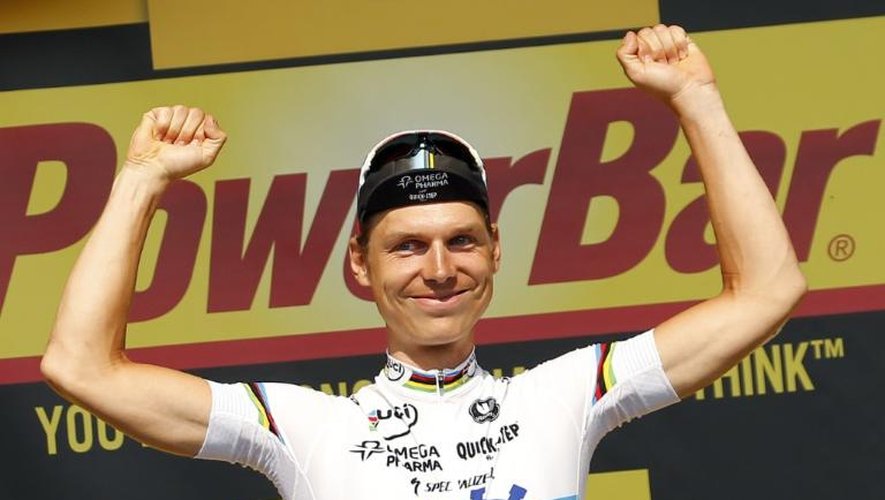 L'Allemande Tony Martin, vainqueur du contre-la-montre du Tour de France,  au Mont-Saint-Michel, le 10 juillet 2013