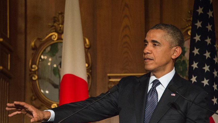 Le président américain Barack Obama lors d'une conférence de presse le 24 avril 2014 à Tokyo