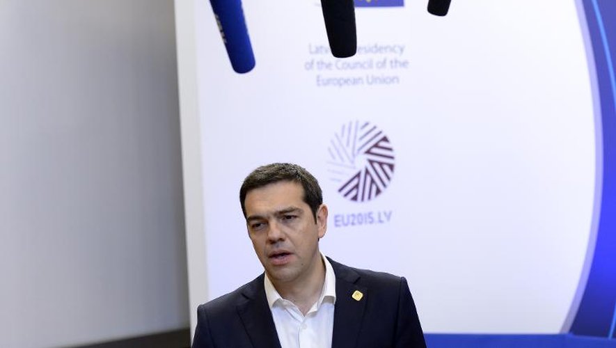 Le Premier ministre grec Alexis Tsipras  à l'issue du sommet européen extraordinaire sur la crise grecque, le 23 juin 2015 à Bruxelles