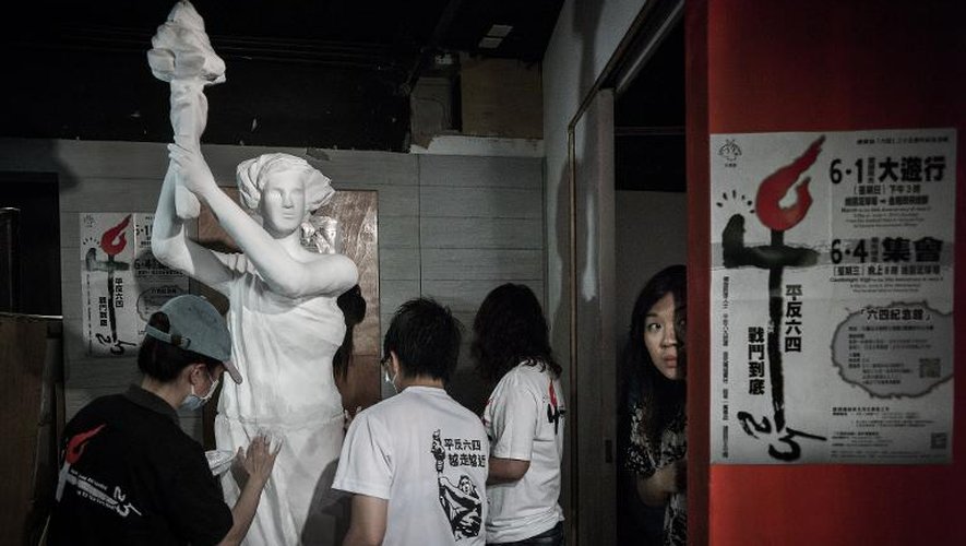 Une "statue de la démocratie" dans le premier musée dédié à la répression sur la place Tiananmen à Pékin en 1989, le 18 avril 2014 à Hong Kong