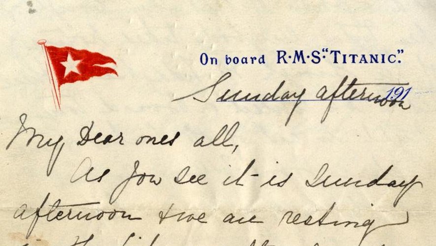Reproduction de la seule lettre écrite à bord du Titanic le jour de son naufrage