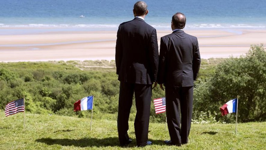 Barack Obama et François Hollande à Colleville-sur-Mer (Normandie) en France, le 6 juin 2014