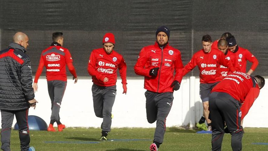Les Chiliens à l'entraînement, le 22 juin 2015 à Santiago