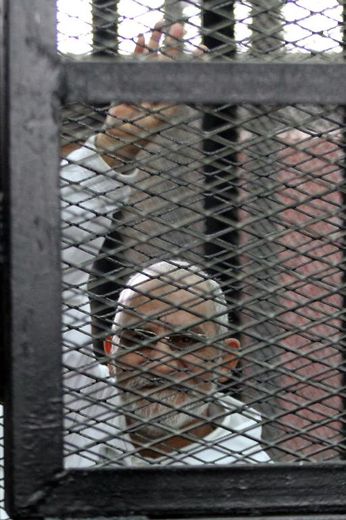 Mohammed Badie, guide suprême des Frères musulmans, lors de son procès le 11 décembre 2013 au Caire