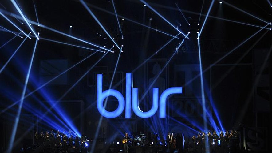Le groupe Blur, dont Damon Albarn est co fondateur, en concert à Londres le 21 février 2012