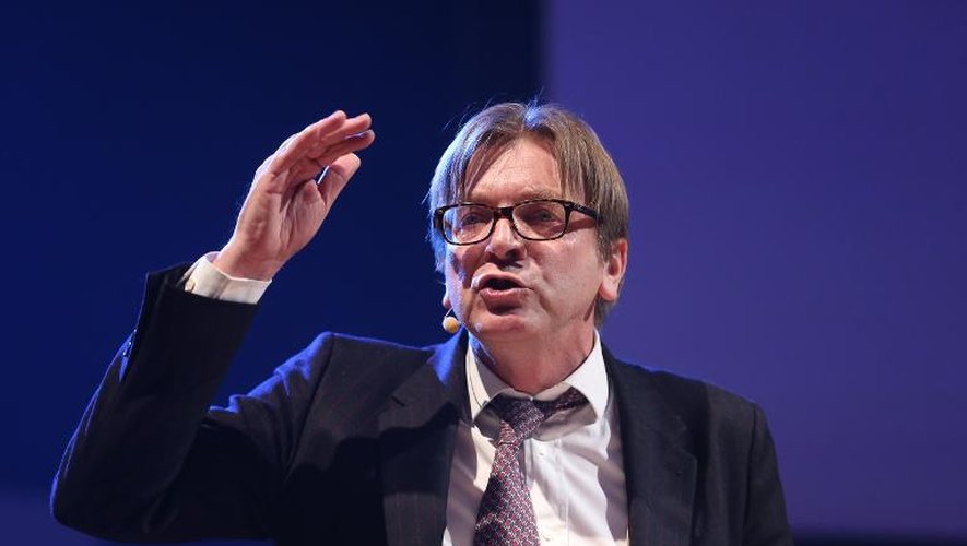 Guy Verhofstadt, 61 ans, candidat à la présidence de la Commissione européenne, le 1er février 2014 à Bruxelles. L'ancien Premier ministre belge, fédéraliste patenté, fait figure "d'outsider" dans cette élection