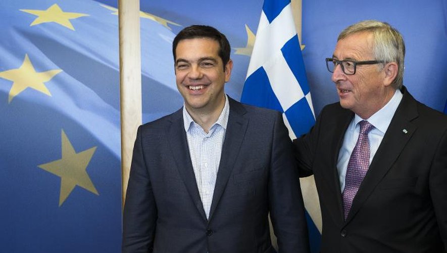 Le Premier ministre grec Alexis Tsipras et le président de la Commission européenne Jean-Claude Juncker à Bruxelles le 24 juin 2015